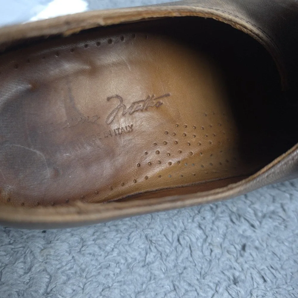 Massimo Matteo Leather Shoes Mens Size 10 Brown Italy Oxford Dress Square Toe